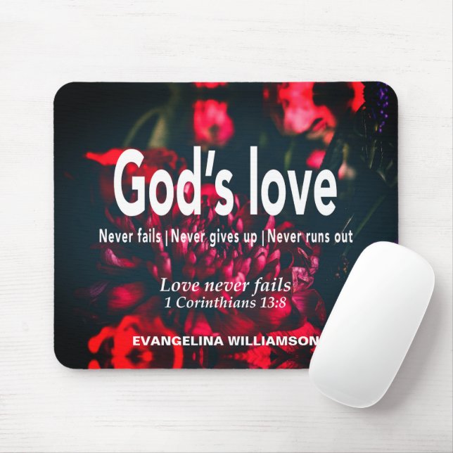 Personalized GOD'S LOVE NEVER FAILS Christian Mouse Pad (With Mouse)