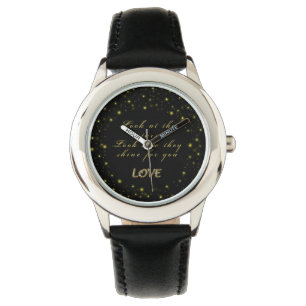 Personalized Gold and sparkles stars on black Watch