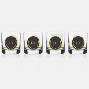 Personalized Gold & Black Whiskey Glass