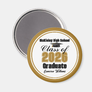 Personalized Gold Class of 2026 Graduation Party Magnet