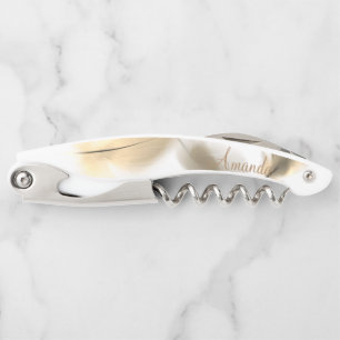 Personalized Gold Feathers Corkscrew