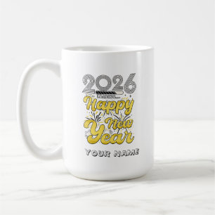 Personalized Gold Fireworks Holiday Countdown Coffee Mug