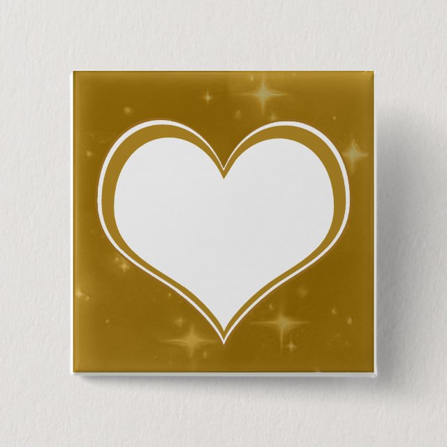 Personalized Gold Heart  15 Cm Square Badge (Front)