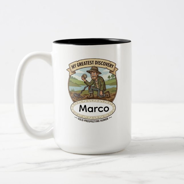 Personalized Gold Hunter Gift - Custom Name Metal  Two-Tone Coffee Mug (Left)