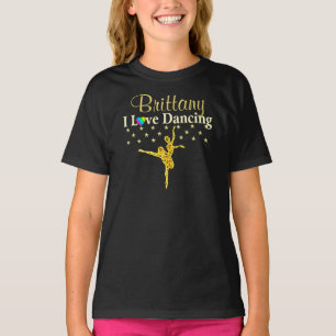 PERSONALIZED GOLD I LOVE DANCING T SHIRT