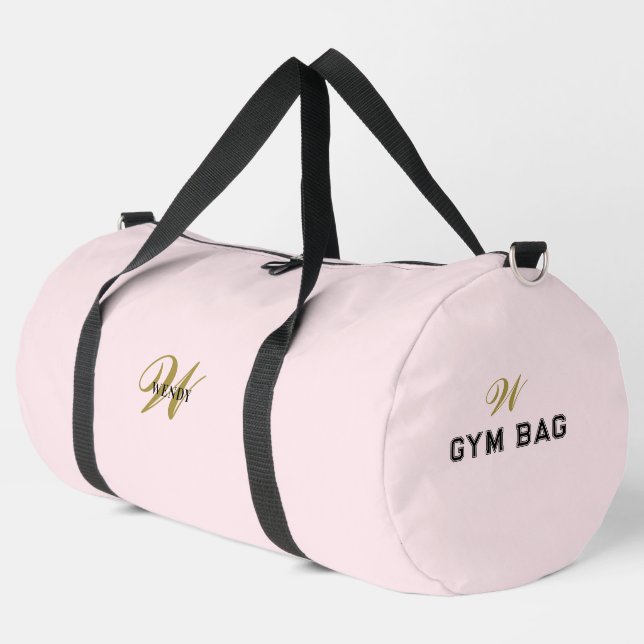 Personalized Gold Initial l Feminine Blush Pink Duffle Bag (Left Corner)