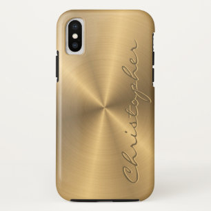 Personalized Gold Metallic Radial Texture iPhone X Case