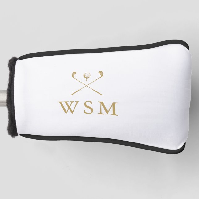 Personalized Gold Monogram Golf Clubs Head Cover (Front)
