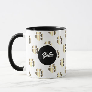 Personalized gold paws pattern pet lovers mug