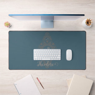 Personalized Gold Rococo Lotus Ornamental Mandala Desk Mat