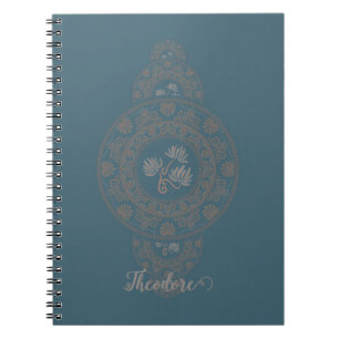 Personalized Gold Rococo Lotus Ornamental Mandala Notebook