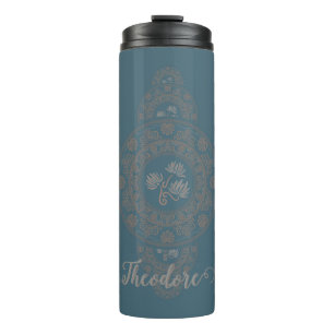 Personalized Gold Rococo Lotus Ornamental Mandala Thermal Tumbler
