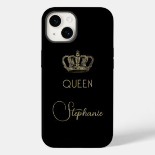 Personalized Gold Royalty Queen on Black Case-Mate iPhone 14 Case