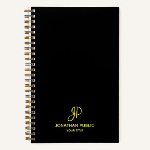 Personalized Gold Script Monogram Initial Template Notebook