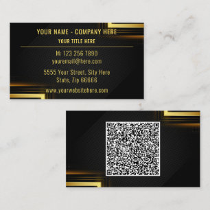 Personalized Golden Black QR Code Business Card