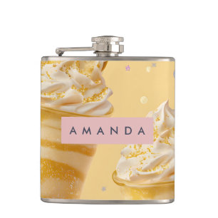 Personalized Golden Caramel Swirl Milkshake Hip Flask