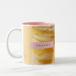 Personalized Golden Caramel Swirl Milkshake Two-Tone Coffee Mug
