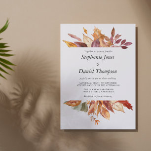 Personalized Golden Fall Leaves Wedding Invitation