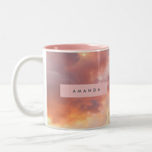 Personalized Golden Hour Cloudscape Pastel Two-Tone Coffee Mug