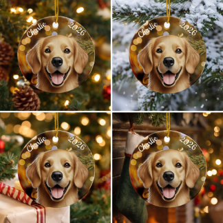 Personalized Golden Retriever Christmas Ornament 