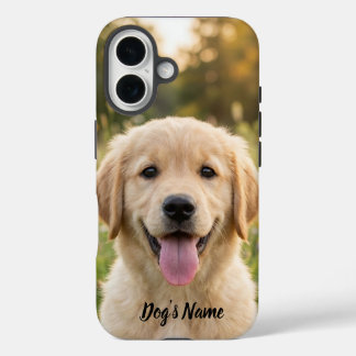 Personalized Golden Retriever Photo and Name  iPhone 16 Case