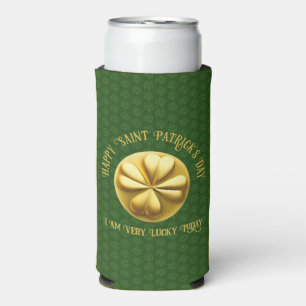 Personalized Golden Shamrock St. Patrick's Day Seltzer Can Cooler