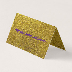 Personalized golden sparkling glitter business card