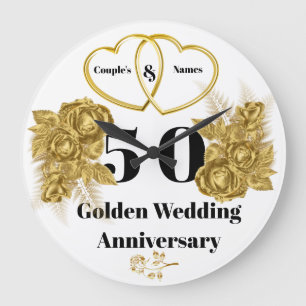 Personalized Golden Wedding Anniversary Gift Clock