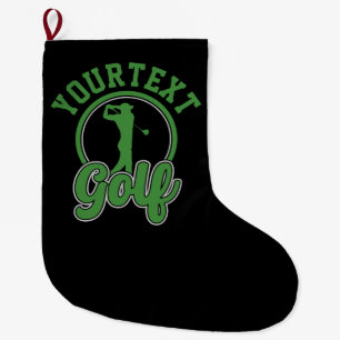 Personalized Golf ADD NAME Retro Pro Golfer Swing Large Christmas Stocking
