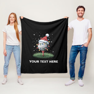 Personalized Golf Ball Christmas Tree Santa Hat  Fleece Blanket