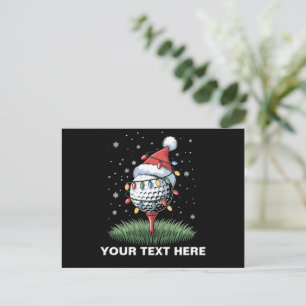 Personalized Golf Ball Christmas Tree Santa Hat  Holiday Postcard