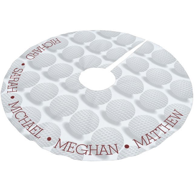Personalized Golf Ball Pattern Brushed Polyester Tree Skirt (Angled)