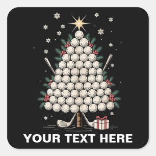 Personalized Golf Christmas Tree Equipment Family Square Sticker