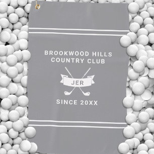 Personalized Golf Club Monogrammed Name Gray Golf Towel