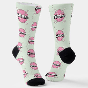 Personalized Golf Clubs Pink/Green Monogram Socks