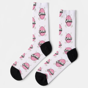 Personalized Golf Clubs Pink/White Monogram  Socks