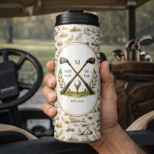 Personalized Golf Dad Best By Par Monogram Thermal Tumbler