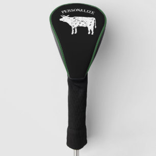 Personalized golf driver cover with cow silhouette
