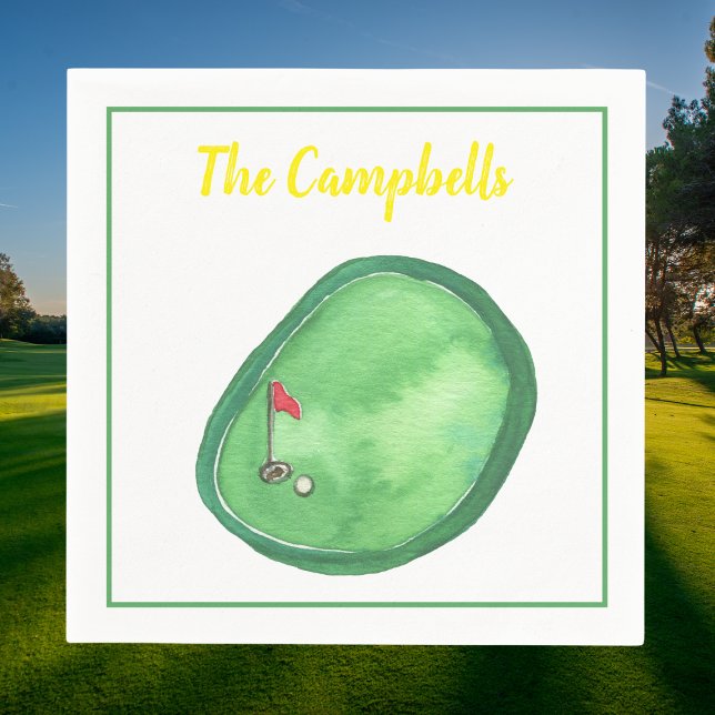 Personalized Golf Green Red Flag  Napkin (Creator Uploaded)