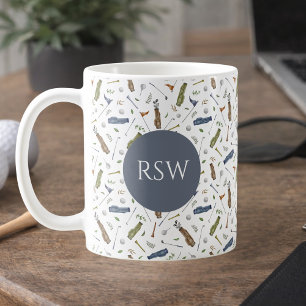 Personalized Golf Monogram Mug   Birthday for Him