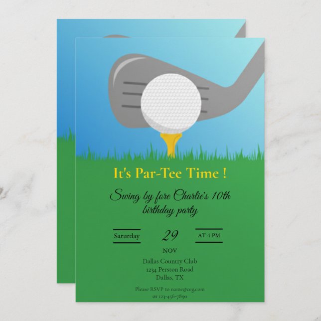 Personalized Golf Party Invitation Printable (Front/Back)