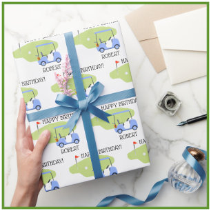 Personalized Golf Themed Name Message Wrapping Paper