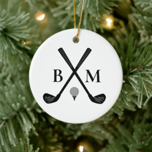Personalized Golfer Classic Golf Club Monogram Ceramic Ornament