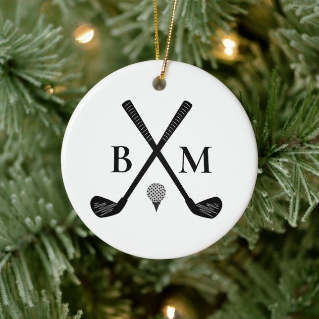 Personalized Golfer Classic Golf Club Monogram Ceramic Ornament (Tree)