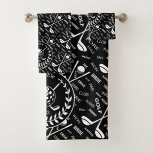 Personalized golfer stylish golf logo bath towel set