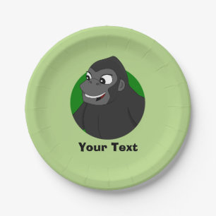 Personalized Gorilla Cartoon Paper Plates