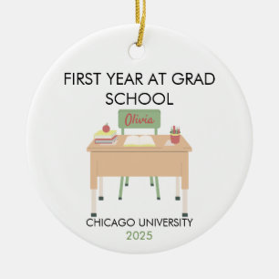Personalized Grad School Ornament, First Year  Ceramic Ornament
