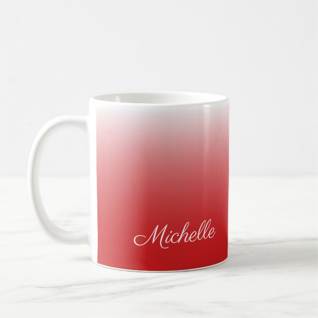 Personalized gradient ombre red coffee mug (Left)