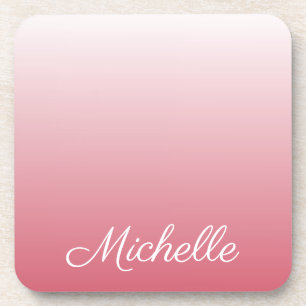 Personalized gradient ombre salmon pink coaster