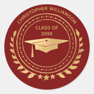 Personalized Graduate Black Gold Classic Monogram Classic Round Sticker